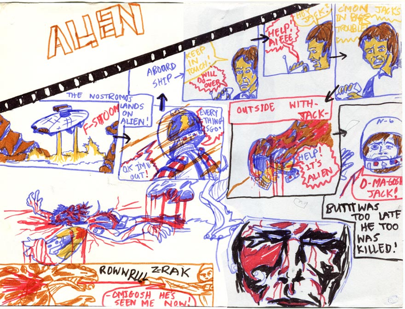 Illustration for article titled Alien, as written by an 11-year-old who never saw the movie before